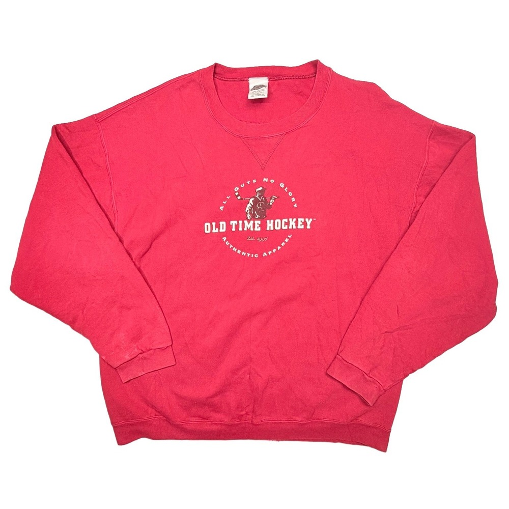 Old Time Hockey All Guts No Glory XL Red Crewneck Sweatshirt Made in USA